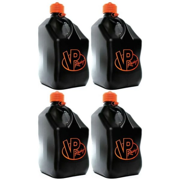 VP Racing Fuels 3852 Motorsport 5 Gallon Square Plastic Utility Jug Black & Orange (4 Pack)